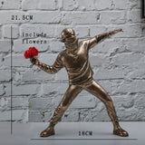 Resin Statues Sculptures Banksy Flower Thrower Statue Bomber Home Decoration Accessories Modern Ornaments Figurine Collectible
