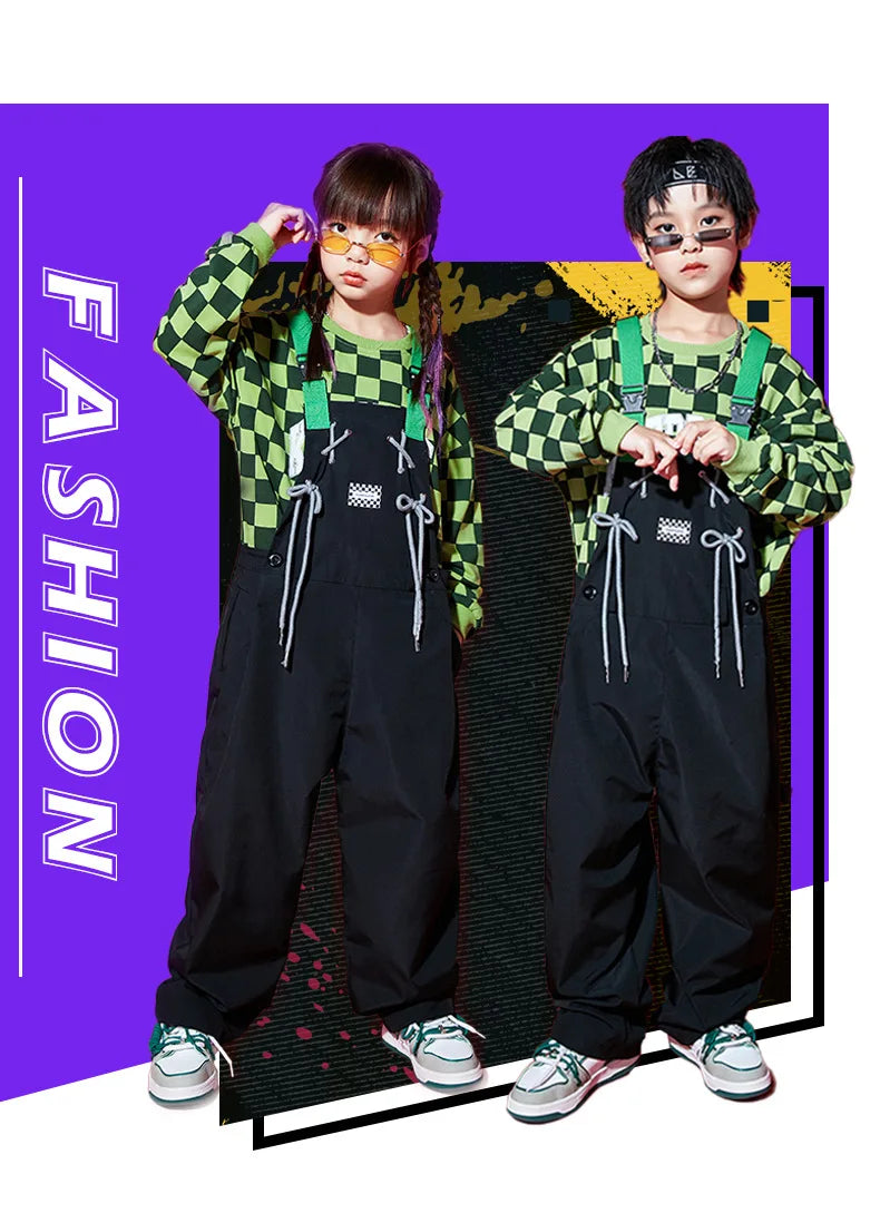 Boys Hip Hop Loose Overalls Girls K-pop Cargo Pants Kids Dungaree Joggers Children Jumpsuit Street Dance Romper Teen Streetwear