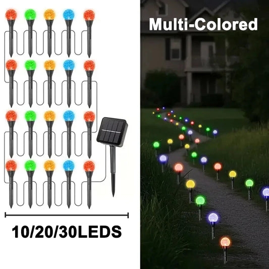 30 LED Solar Bubble Ball Lawn Lights, Waterproof Solar Pathway String Lights for Outdoor Garden Patios Trail Lighting Decoration