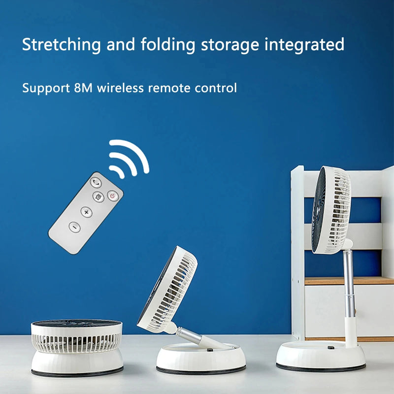 Portable Oscillating Standing Fan with Remote Controller Foldable Desk Fan Rechargeable Battery Powered Pedestal Fan for Camping