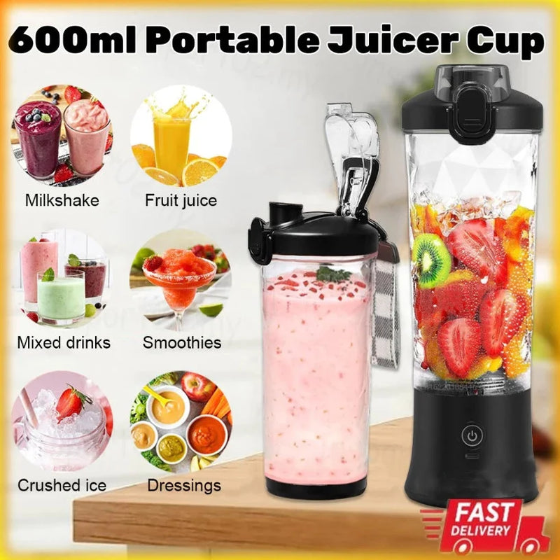 Portable mixer 600ml Household fruit cup smoothie mixer 4000mAh USB rechargeable smoothie mixer personal juicer kitchen tools