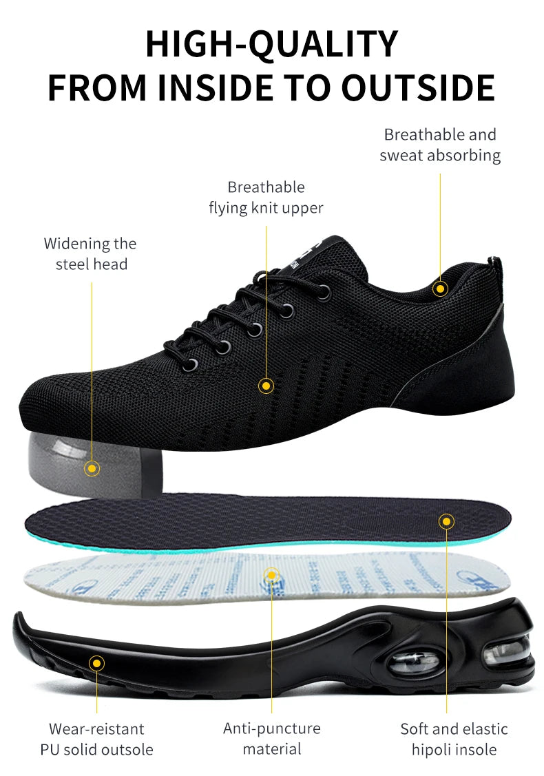 New Styles Men Safety Boots With Steel Toe Cap Anti-smash Work Sneakers Safety Shoes Men IndestructibleWork Boots Tactical Boots