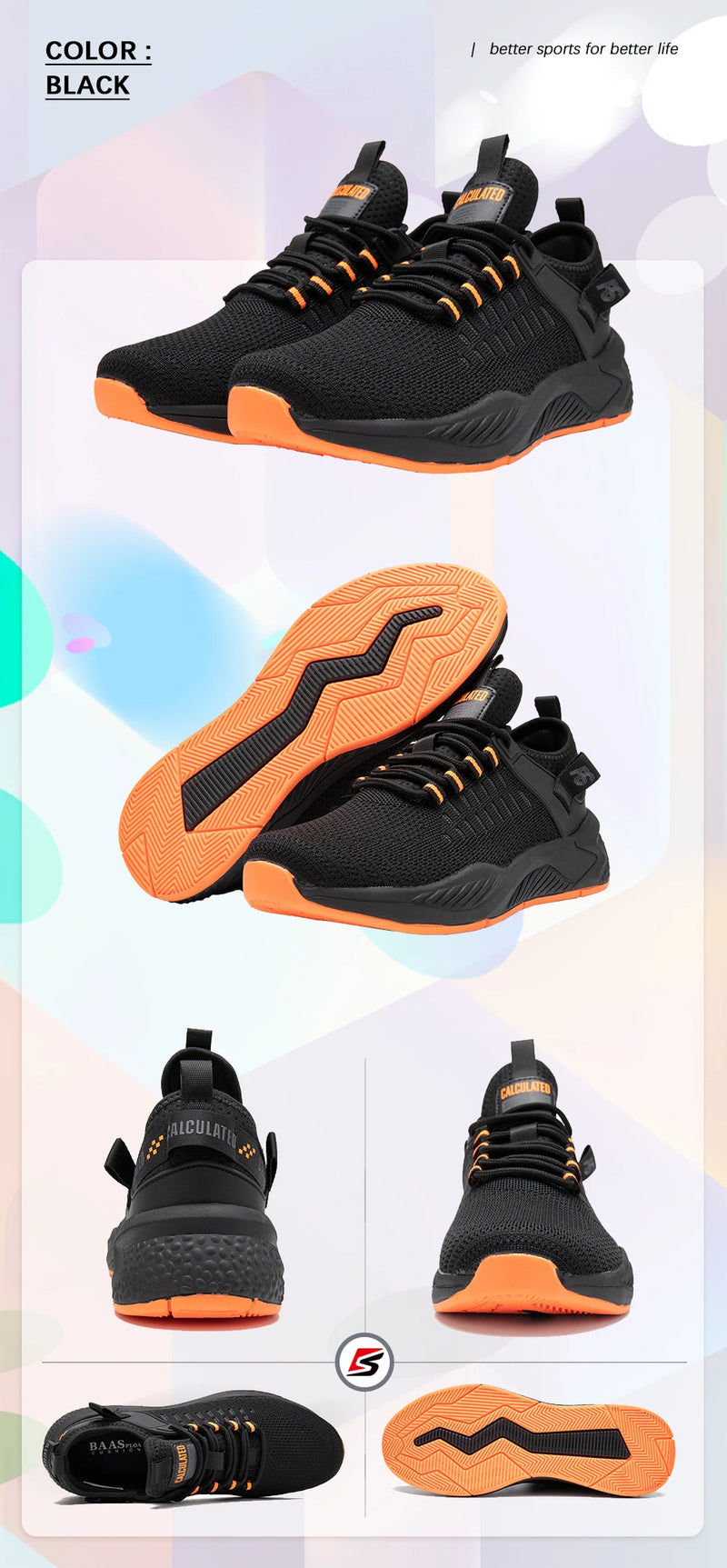 Baasploa Men Casual Sneakers New Mesh Breathable Sport Shoes For Men Lightweight Comfort Running Shoes Non-Slip Outdoor Male