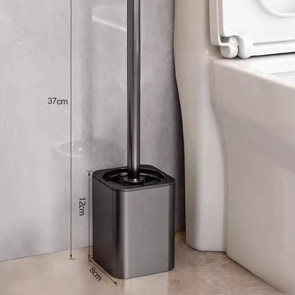 Escobillero de lujo con carcasa metálica, soporte para escobillero de pared, sin ángulo muerto, herramientas de limpieza para el hogar, accesorios de baño