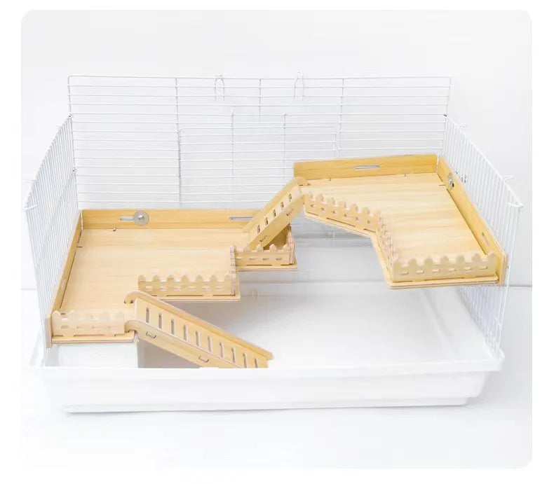 Practical Hamster Toy Thickened Entertainment Smooth Hamster Double Layer Wooden Climbing Platform with Ladder