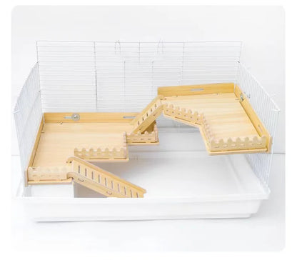 Practical Hamster Toy Thickened Entertainment Smooth Hamster Double Layer Wooden Climbing Platform with Ladder