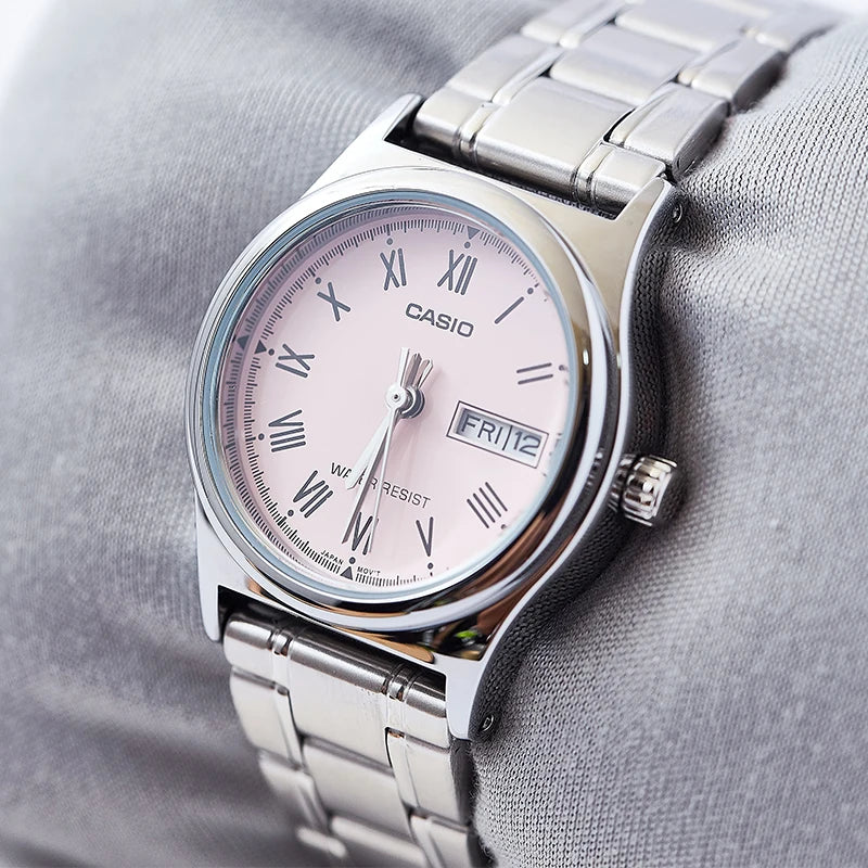 Relógio feminino Casio LTP - V006 prata quartzo com calendário e a prova de agua