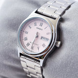 Relógio feminino Casio LTP - V006 prata quartzo com calendário e a prova de agua