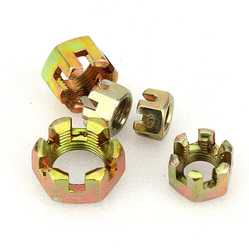 1Pair M10/M12/M14/M16/M20 Hex Slotted Nuts for 50cc-250cc ATV Kart Off-Road Vehicle Quad Bike Rear Axle Ball Joint Parts