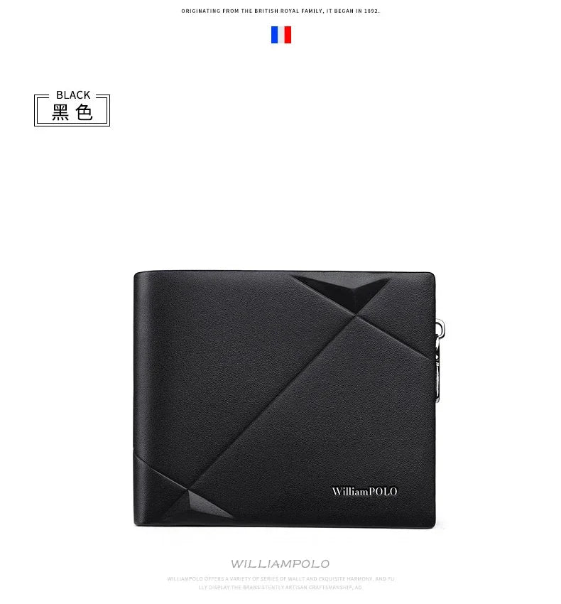 Men's Slim Wallet Genuine Leather Mini Purse Casual Design Bifold Wallet Brand Short Slim Wallet WILLIAMPOLO Luxury brand