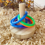 Wooden Interactive Parrot Ring Toy Educational Exercise Stimulating Fun Playtime for Parrot Parakeet Bird Toys Random Color