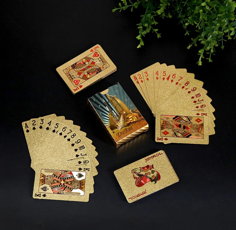 24K Gold Waterproof Playing Cards Plastic Poker Game PET Table Games Halloween Christmas Family Game Nights Board Game Gift