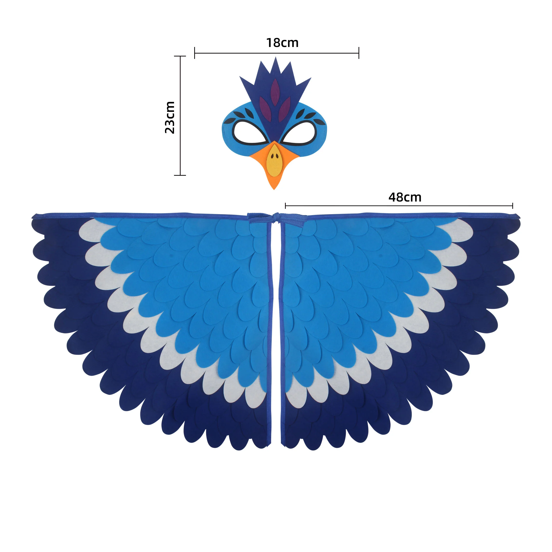 Children Owl Wings Costume Animals Peacock Felt Cloak with Mask for Kids Boys Girls Stage Performance Halloween Party Cape
