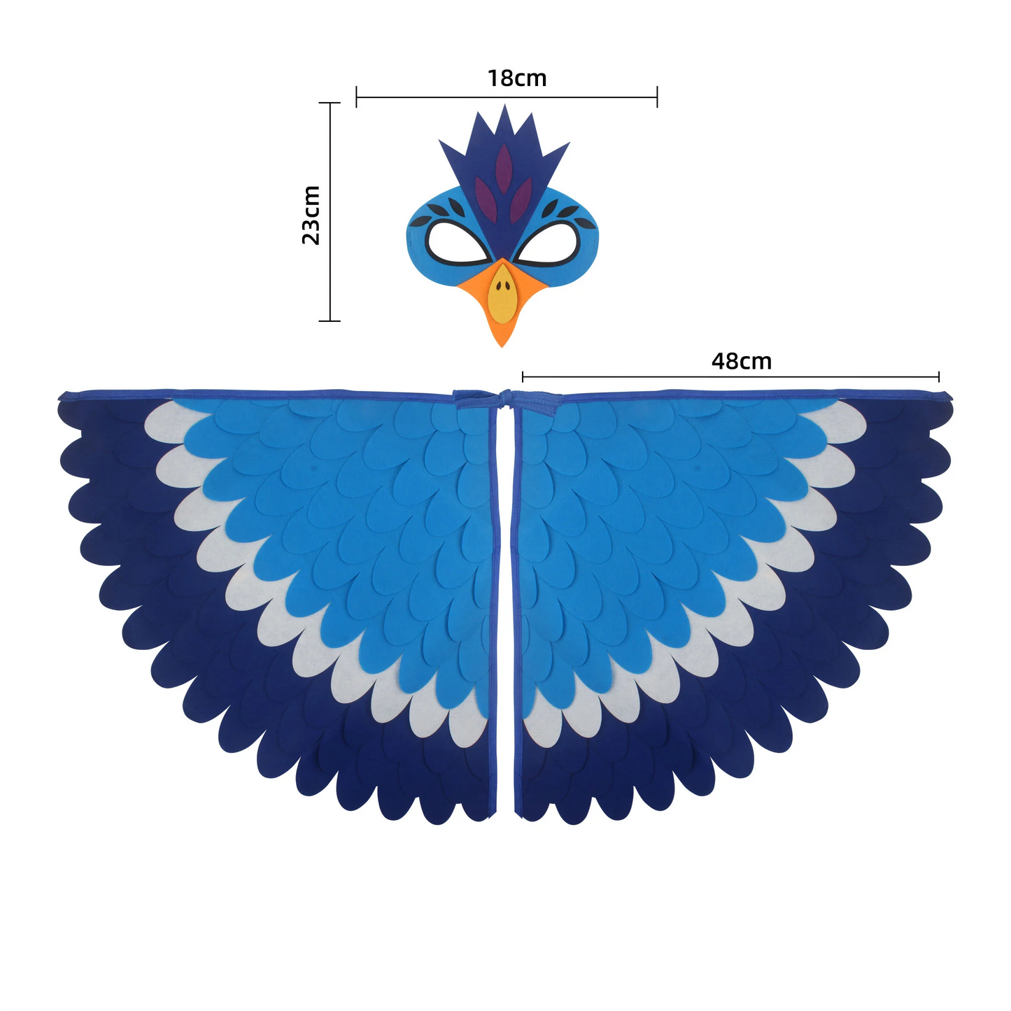 Children Owl Wings Costume Animals Peacock Felt Cloak with Mask for Kids Boys Girls Stage Performance Halloween Party Cape