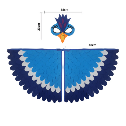 Children Owl Wings Costume Animals Peacock Felt Cloak with Mask for Kids Boys Girls Stage Performance Halloween Party Cape