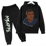Conjunto de sudadera con capucha para niños, conjunto de sudadera y pantalones con estampado de Mbappe, ropa deportiva de 2 piezas para niños y niñas, primavera y otoño