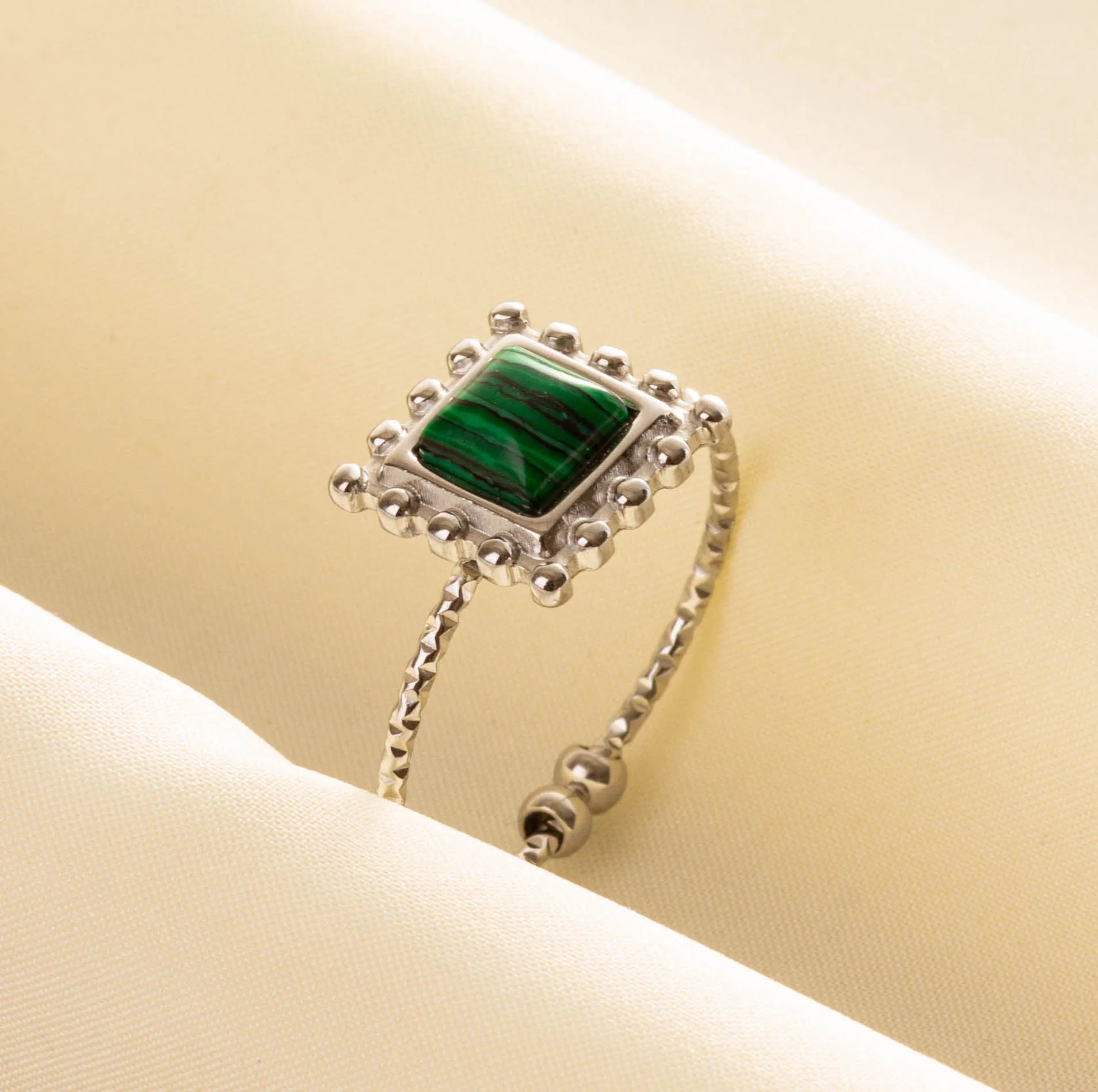 1pc Green Turquoise Ring Hippie Stainless Steel Silver Color Charm Opening Adjustable Ring Women Chunky Bohemian Party Jewelry