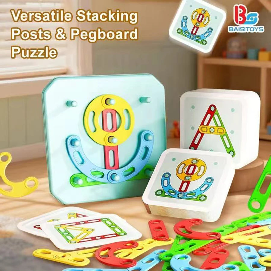 Nail Board Puzzle Toys Montessori Education Geometric Graphics With Cards Preschool Kids Early Learning Game Toy Creative Gifts