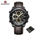 New NAVIFORCE Watches for Men Leather Mens Military Sport Waterproof Watch Quartz WristWatch Chronograph Male Clock