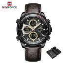 New NAVIFORCE Watches for Men Leather Mens Military Sport Waterproof Watch Quartz WristWatch Chronograph Male Clock