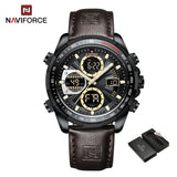 New NAVIFORCE Watches for Men Leather Men's Military Sport Waterproof Watch Quartz Wristwatch Chronograph Male Clock