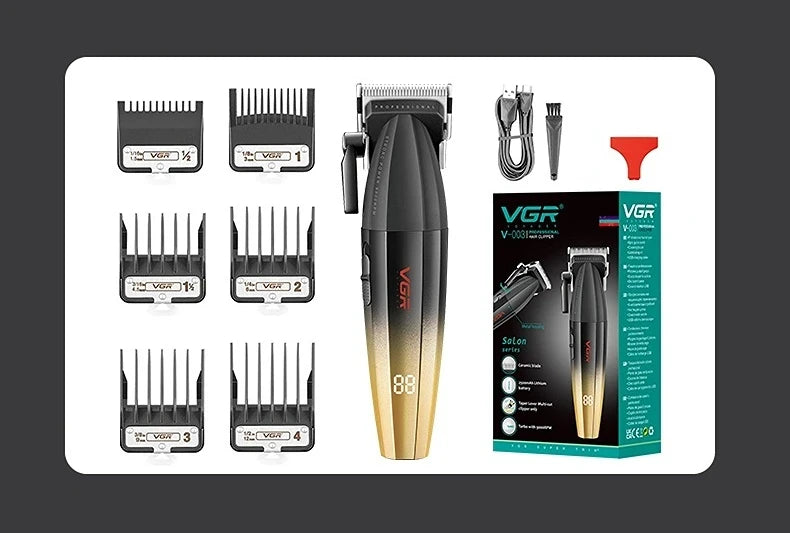 VGR Hair Clipper Professional Hair Trimmer Electric Clippers Cordless Hair Cutting Machine 9000RPM Trimmer Clipper for Men V-003