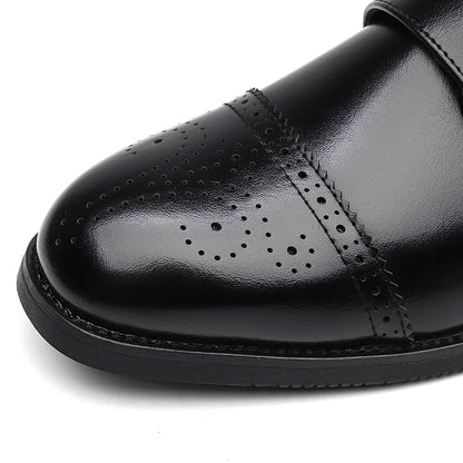 Italian Men's Brogue Shoes Brown Low Cut Commuting Business Casual Shoes Men's Banquet Leather Shoes Soft Sole Big Size：38-48
