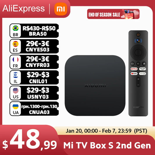 Global Version Xiaomi Mi TV Box S 2nd Gen 4K Ultra HD BT5.2 2GB 8GB Google TV Google Assistant Smart TV Box