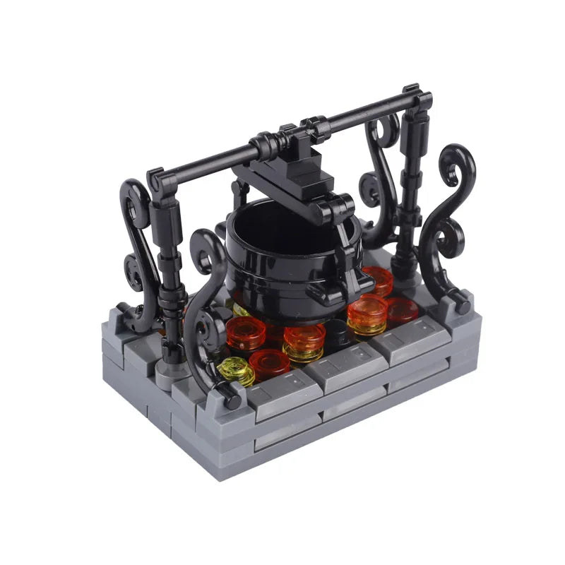 MOC Notice Board Building Blocks Bee Farm Fountain Bonfire Stove Medieval Town Street View Water Wall Bridge Road Sign Brick Toy