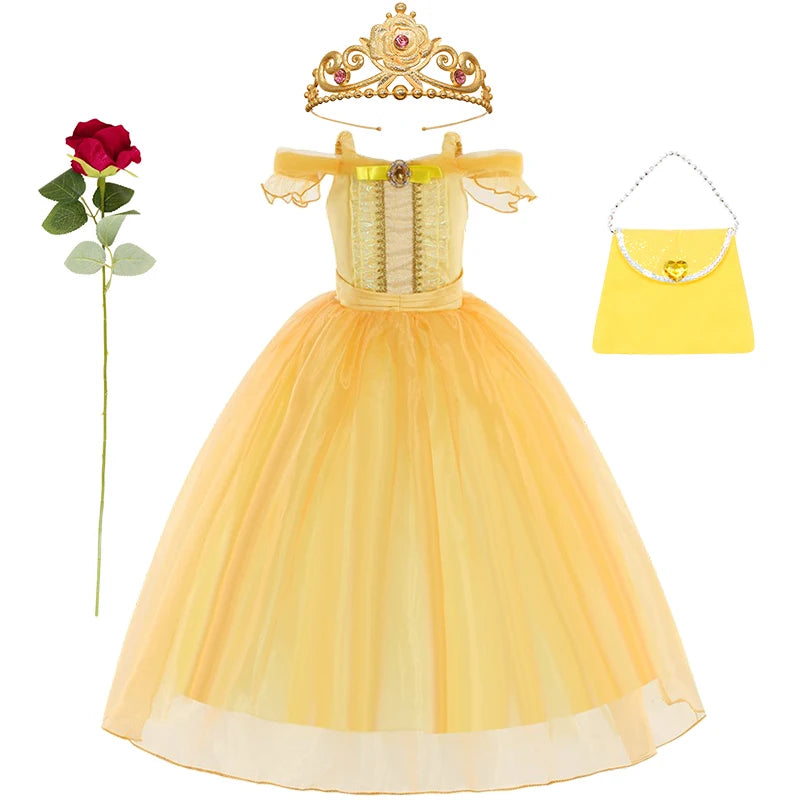 Children's Halloween Role Play Fairy Princess Belle Dress Xmas Carnival Masquerade Performance Birthday Party Fancy Girl Clothes