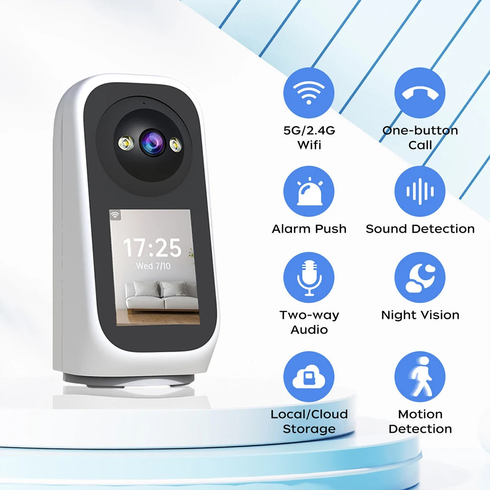 Jooan 2K 3MP PTZ ip Camera Video Call with 2.8Inch LED Screen Baby Cry Sound Detection Security camera AI tracking Baby Monitor