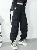 Pantalones cargo para mujer 2023, pantalones harén de moda con bolsillos punk, pantalones deportivos con cadena, elásticos Harajuku, cintura alta, ropa de calle.