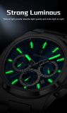 POEDAGAR Business Man Wristwatch Date Chronograph Waterproof Luminous Luxury Men Watch Stainless Steel Quartz Men's Watches Male