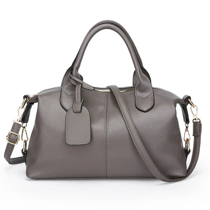 Genuine Brand Soft Leather Shoulder Bag For Women Casual Tote Bag Female Solid Color Purse Simple Design Handbag Commuting Sac