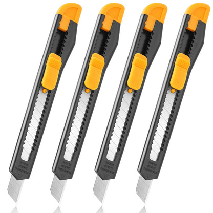 4/24 Pack Box Cutter Retractable, Utility Knife 9MM Wide Snap-Off Blades, Exacto Knife for Cutting Box, Wrapping, Cardboard