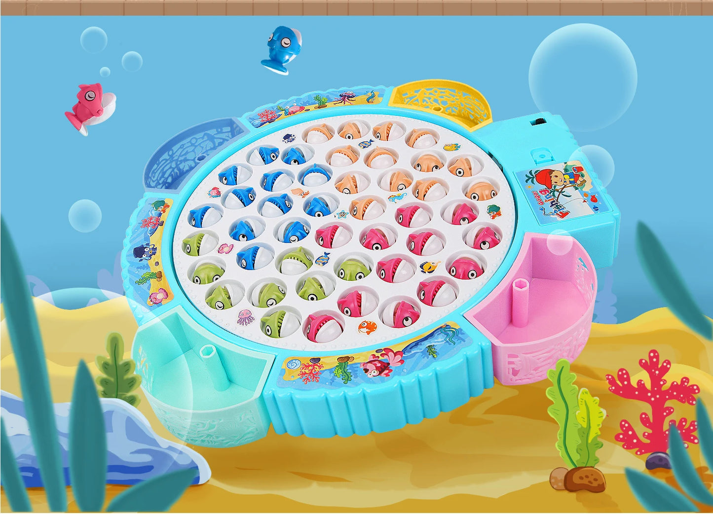 Fishing Toys, Hook Electric Spin With Music, Size Models Optional, Blue And Pink, Toys And Gifts For Kids, Cute Stickers, Practi