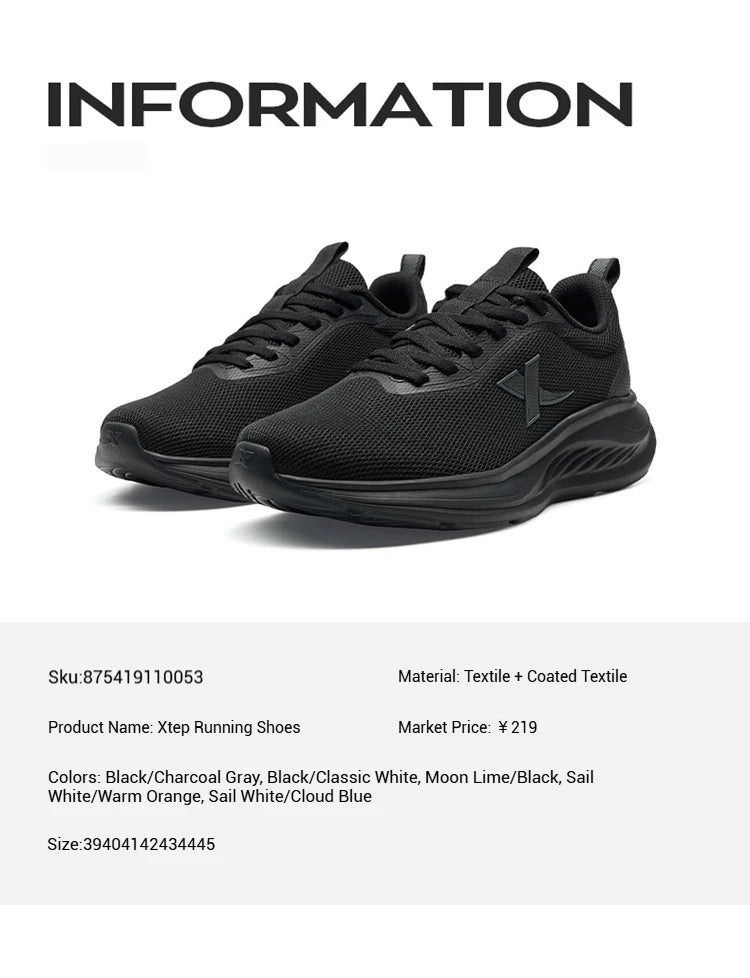Xtep Running Shoes For Men 2025 Summer Breathable Mesh Shoes Soft-soled Shock Absorbing Lightweight Sports Shoes 875419110053