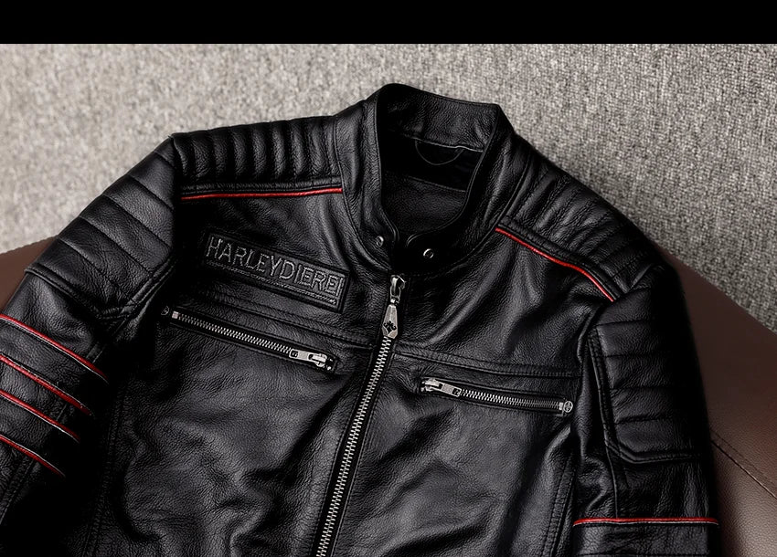 Chaqueta de motociclista nueva para hombre, de piel de vaca, para motocross, de cuero, para invierno, resistente al viento, para carreras, ropa de motociclista resistente al desgaste para Harley.