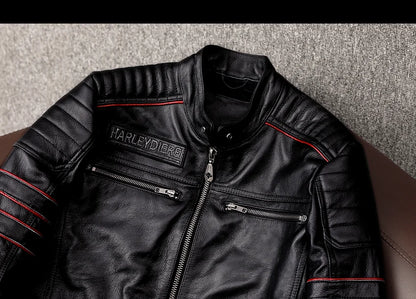 Chaqueta de motociclista nueva para hombre, de piel de vaca, para motocross, de cuero, para invierno, resistente al viento, para carreras, ropa de motociclista resistente al desgaste para Harley.