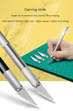 Kit de herramientas de bisturí de metal antideslizante, cortador de papel, cuchillos de grabado y artesanía + 5 cuchillas, herramientas manuales para reparación de PCB de teléfonos móviles.