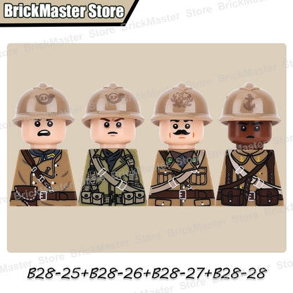 WW2 French Soldier Figure Building Blocks Military War Weapon Medical Officer Army Infantry Warrior Cavalry Gun Bricks Toy Gifts