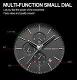 HANNAH MARTIN Brand Men Watch Black Stainless Steel Waterproof Fashion Sports Multifunctional Quartz Wristatch Relogio Masculino