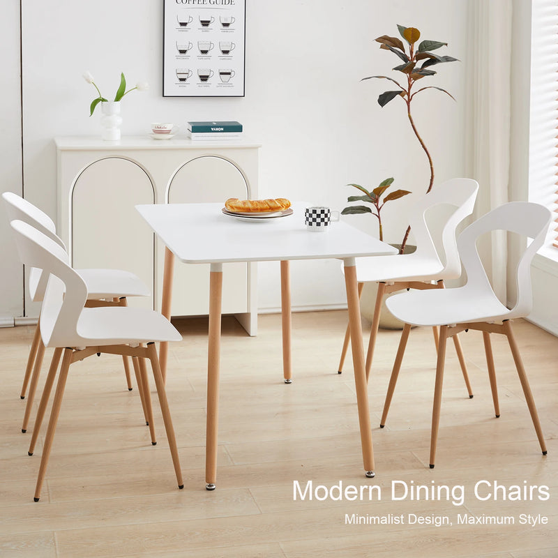 4Pcs/Set Hollow Dining Chairs Modern Simple Household Back Stool Nordic Negotiation Chair Plastic Chair Cosmetic Chair White