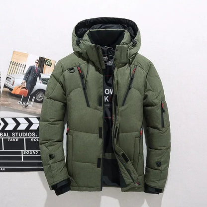 New Winter Men Hooded Casual  Puffer Jackets White Duck Down Coats High Quality Male Outdoor Windproof Warm Winter Parkas Size 5