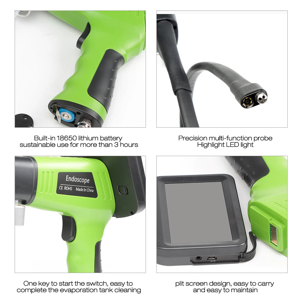 Pistola de limpieza de aire acondicionado para automóvil, pantalla LCD, endoscopio, caja, herramienta de limpieza para lavado de autos visible
