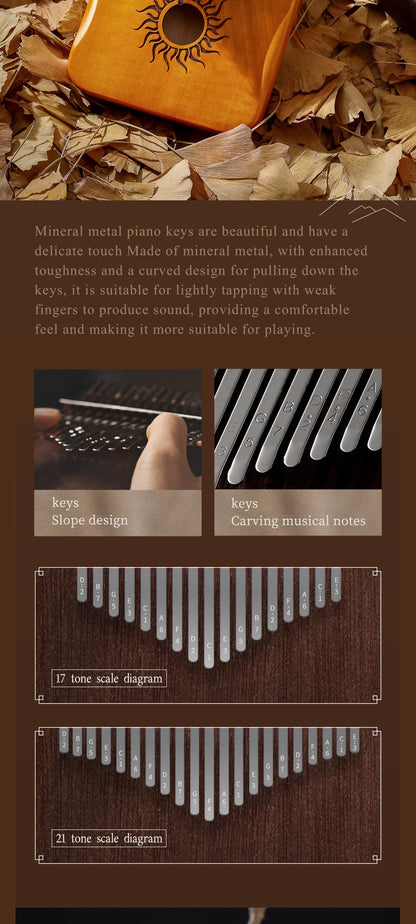 Hluru 21 Key Maple Kalimba 17 key Thumb Piano Portable Finger Piano for Beginner Mbira Gift for Kids Adults