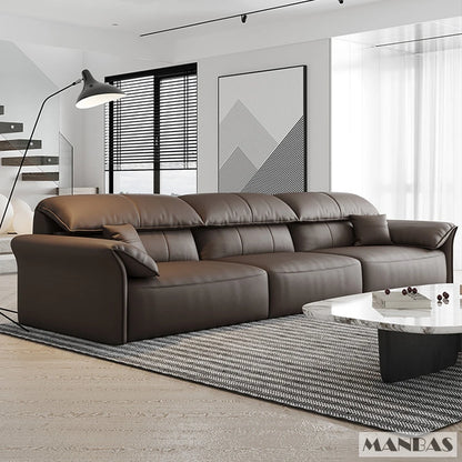 Electric Genuine Leather Sofa Bed Convertible Recliner – Modern Sectional Sleeper Couch with Adjustable Seats and Chaise Lounge
