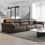 Electric Genuine Leather Sofa Bed Convertible Recliner – Modern Sectional Sleeper Couch with Adjustable Seats and Chaise Lounge