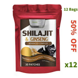 Hot sale 30 Patches Shilajit & Ginseng Supplement - Provides Energy and Endurance, Enhances Brain & Memory, Immune Support