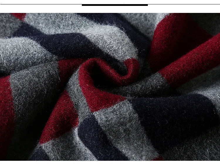 Designer Brand Plaid Men's Cashmere Scarf Winter Warm Scarves Shawls Casual Business Long Wraps Pashmina Christmas Gift for Man